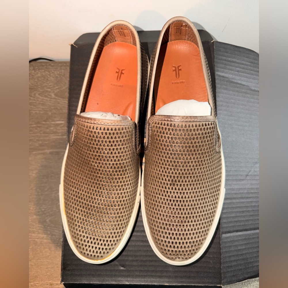 Frye Men's Brown Mesh Slip-On Loafers - Picture 2 of 6